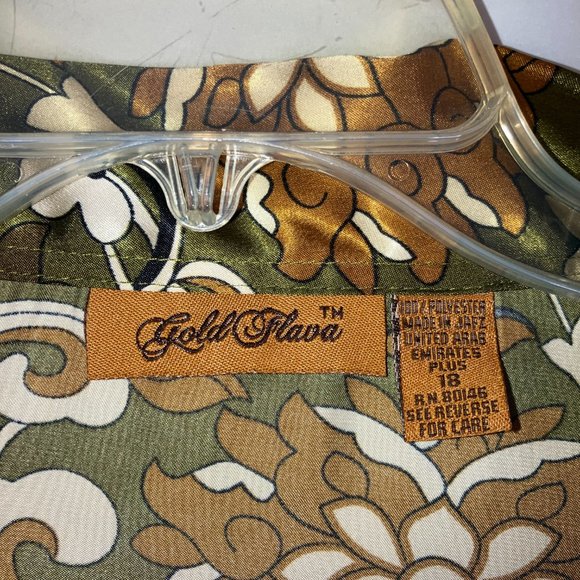 Gold Flava Satin Ruched Button Down Floral Print Blouse Plus Size 18 - Picture 4 of 16
